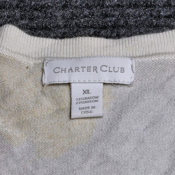 Charter Club Floral Button Front Cardigan Women's Size XL Yellow Long Sleeve - Picture 3 of 7